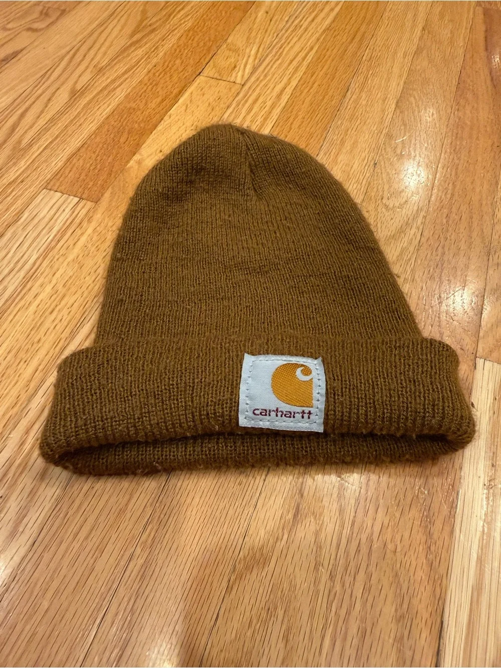 Carhartt Kids Brown Knit Cuffed Beanie with Logo Patch